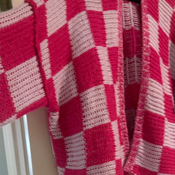 TALULAH Pink and White Checkered Cardigan - Picture 4 of 4